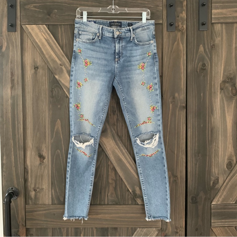 Lucky Brand Jeans with Embroidered Flowers
